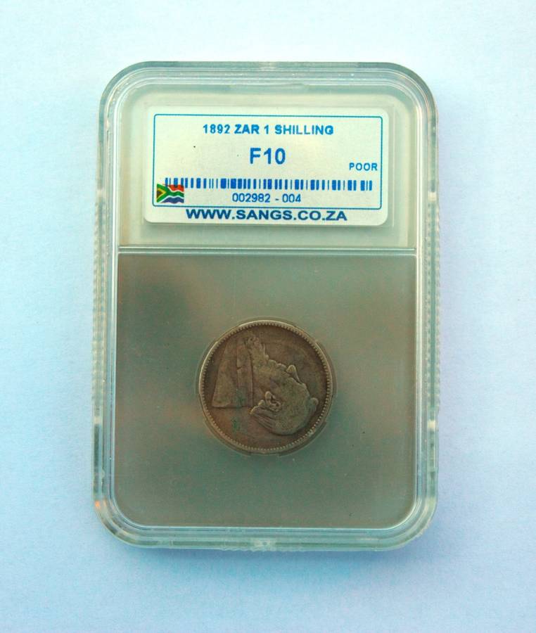 1892 ZAR SILVER ONE SHILLING - PAUL KRUGER - GRADED F10