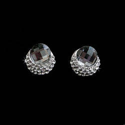 FEMININE Simulated Black Transparent Diamonds EARRINGS