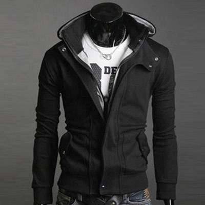 High collar coat 2012 men's jacket Black