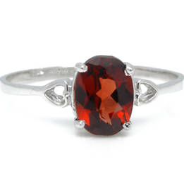 Brand New 1.50ct GENUINE Natural Garnet RING 9KT WHITE GOLD Sz 7