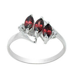 Brand New GENUINE Natural Garnet RING SOLID 9KT WHITE GOLD Sz 8