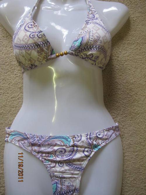 ladies fashion  swimwear bikini with beads fit for size  30-32-AZTEC ROSE