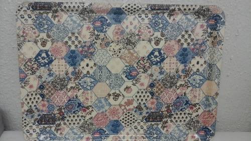 RELIC OF THE EIGHTIES WHEN BIGGIE BEST WAS THE RAGE & EVERYTHING MATCHED.A BEAUTIFUL PATCHWORK TRAY