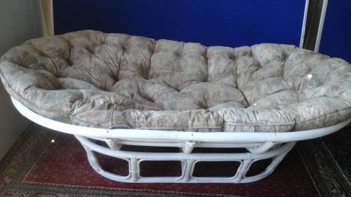INCREDIBLE CANE AND FABRIC DAY BED. TERRIFIC & FUNCTIONAL PIECE!
