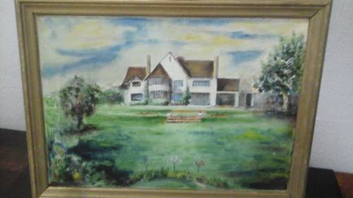 A FANTASTIC OIL/ACRYLLIC ON BOARD  OF "GLENLAUHETH" THE VAN SANTEN HOME DESIGNED AND BUILT 1947