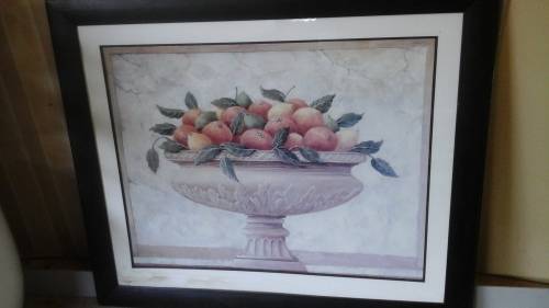 THIS EXTREMELY LARGE FRAMED WITH GLASS PRINT OF A BOWL OF FRUIT WOULD BE PERFECT FOR ANY WALL