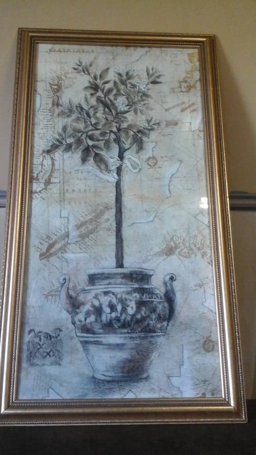 MAGNIFICENT FRAMED TREE IN A POT PRINT. SIGNED BRANDON. SIMPLY STUNNING PIECE!
