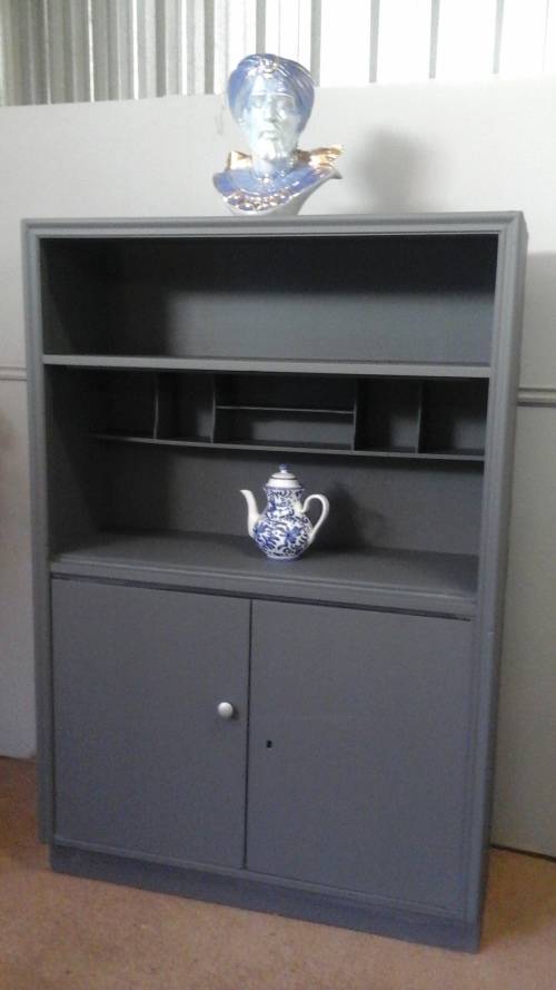WOW!!!THIS EXQUISITE UNUSUAL PAINTED POSSIBLY KIAAT BUREAU, HAS FILING RACKS INSIDE AND A CUPBOARD!