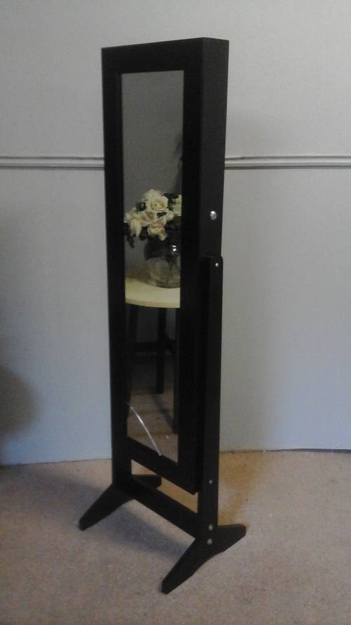 MAGNIFICENT JEWELLERY CABINET & FULL LENGTH MIRROR. PITY THE MIRROR IS CRACKED. STILL PHENOMENAL!