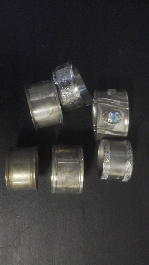 INCREDIBLE ASSORTMENT OF 6 PLATED SERVIETTE RINGS. AWESOME SET!