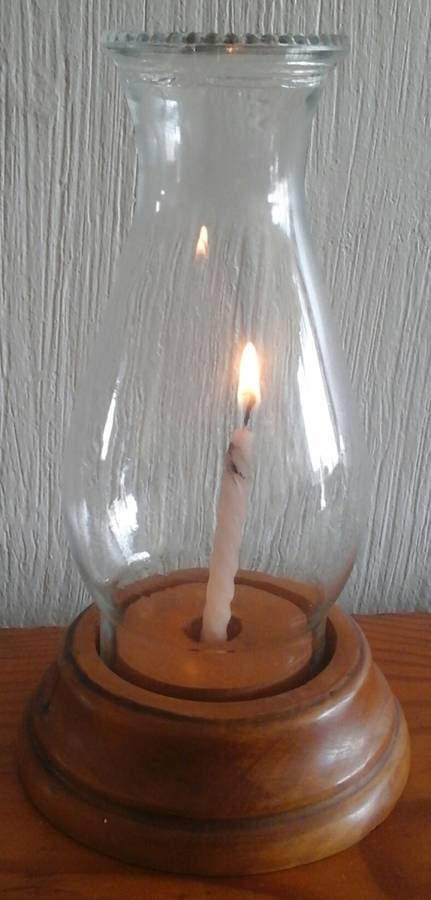 INCREDIBLE VINTAGE LANTERN LOOKING GLASS AND WOOD CANDLE HOLDER. STUNNING AND FABULOUS PIECE!
