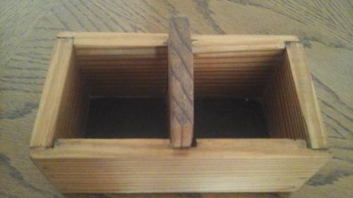 A MAGNIFICENT CONDIMENT CADDY. MADE FROM WOOD VERY HANDY AND USEFUL PIECE