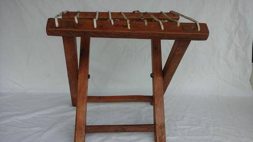 COMFORTABLE WELL LOVED VINTAGE KIAAT RIEMPIE FOLD UP STOOL