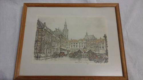 GORGEOUS VINTAGE PRINT BY ANTON PIECK OF DEN HAAG IN A BEAUTIFUL WOODEN FRAME. SIMPLY STUNNING!