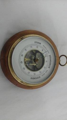 AMAZING VINTAGE OLD SCHOOL AFRIKAANS BRASS AND WOOD BEROMETER. FANTASTIC!