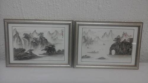 TWO STUNNING SILKSCRENE LOOKING PRINTS. CHINESE STAMPS WOW