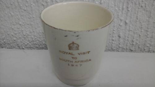 INCREDIBLE VINTAGE ROYAL VISIT TO SOUTH AFRICA COMMEMORATIVE CUP. DATED 1947. MADE IN ENGLAND!