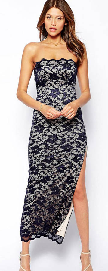 MAGNIFICENT NAVY FLORAL LACE DRESS