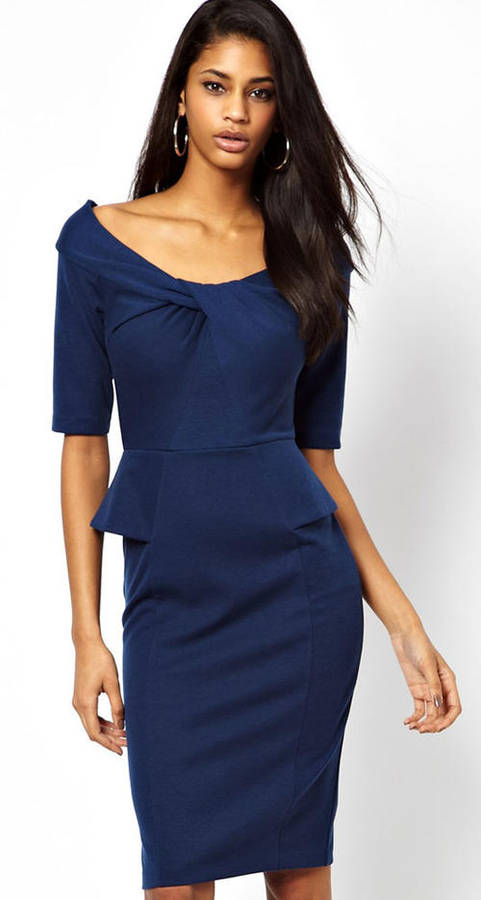 BEAUTIFUL BLUE TWIST DETAIL DRESS