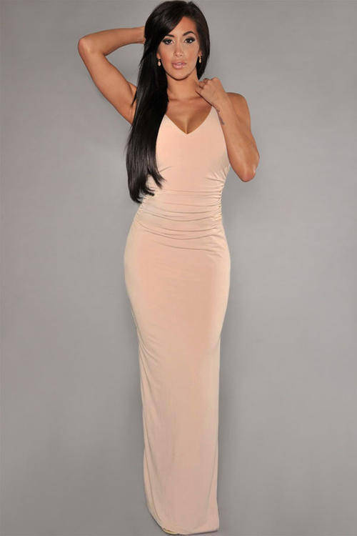 PRETTY CROSS OVER BACK DETAIL SLEEVELESS MAXI DRESS