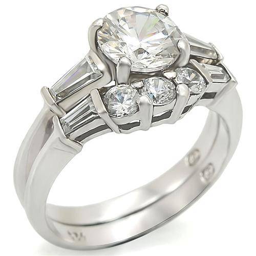 PRETTY 18K WHITE GOLD PLATED LADIES WEDDING RING SET