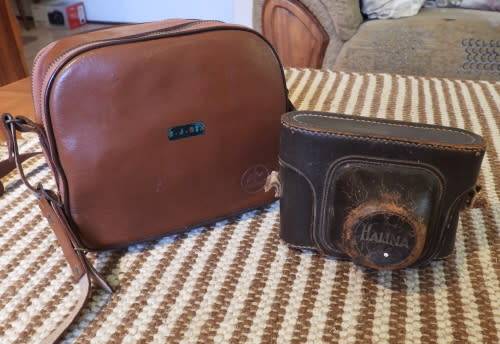 Old Bolex 8mm movie and a small film camera, photos show exact items, sold as pair