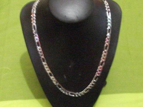 INTERNATIONAL IMPORTED SILVER ELECTRO PLATED NECKLACE HUGE 9MM WIDE FIGARO TYPE