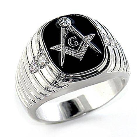 STUNNING MASONIC FREEMASON SILVER RHODIUM RING SIZE 11