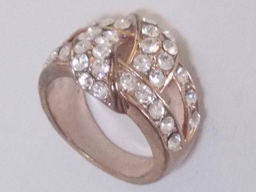 STUNNING INTERNATIONAL IMPORTED GOLD RING WITH PLENTY SIMULATED DIAMONDS SIZE 18