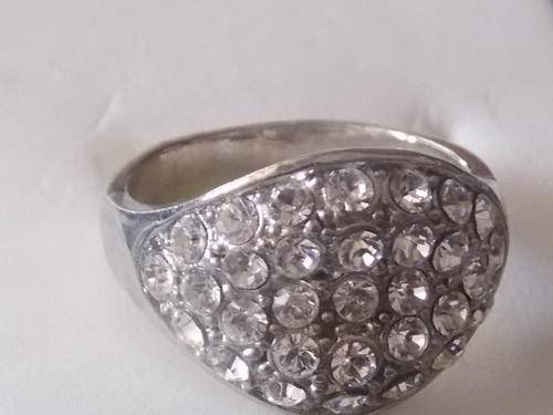 STUNNING FILLED SILVER DESIGNERS RING WITH SIM DIAMONDS SIZE 16,17,18,19,20 (FREE IMPORT)