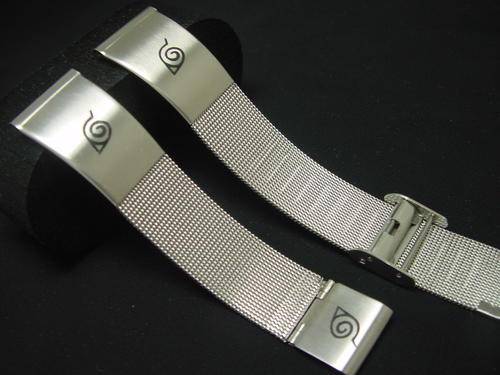Brand New NARUTO Cosplay Ninja Sasuke Leaf Timepiece Mesh Stainless Steel Strap