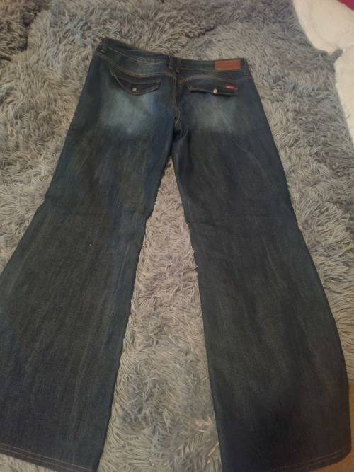 Ladies stained wide leg denim jeans