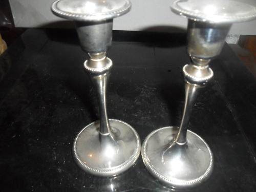 Pair of Candle holders Silver plated medium size