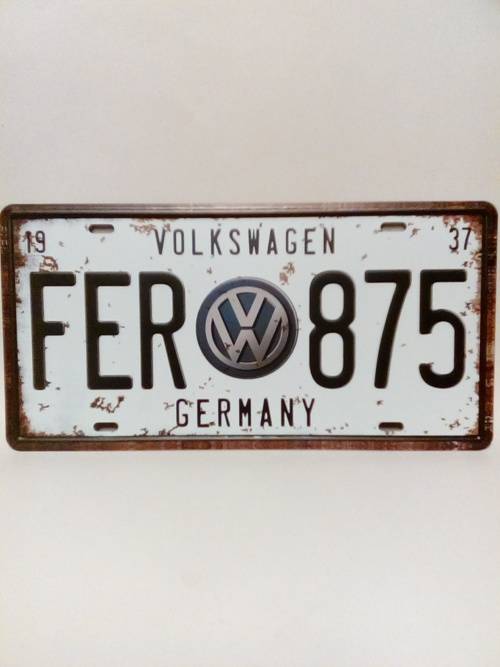 LOVELY COLLECTORS VINTAGE STYLE METAL VW LICENSE PLATE WALL DÉCO ITEM