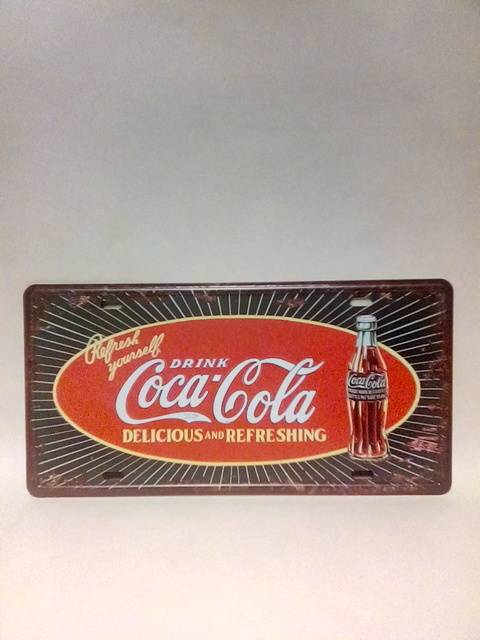 AWESOME VINTAGE STYLE COLLECTORS PRESSED METAL COCA-COLA SIGN