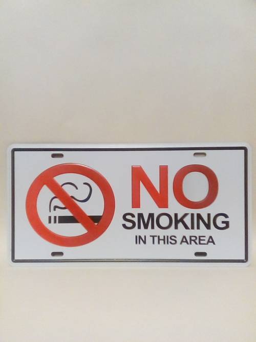 SUPER COOL PRESSED METAL NO SMOKING in THIS AREA LICENSE PLATE SIGN
