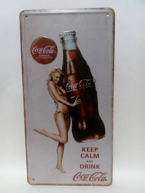 LOVELY VINTAGE STYLE COLLECTORS KEEP CALM ND DRINK COCA-COLA LICENSE PLATE SIGN