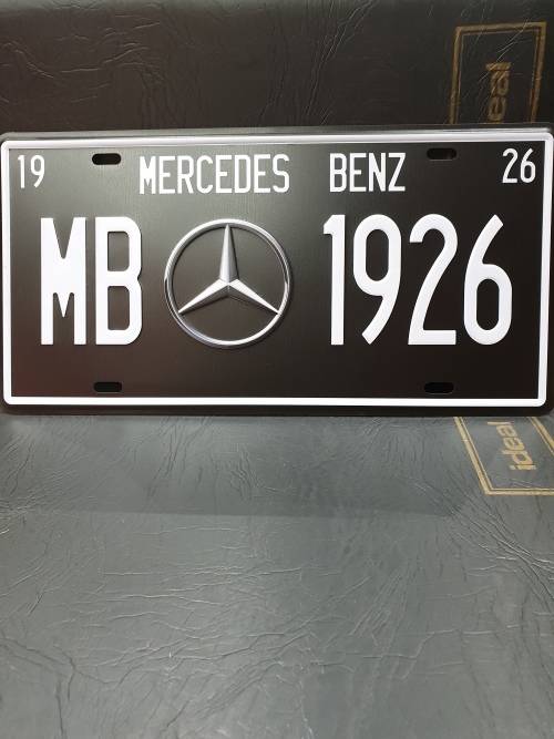 VINTAGE  STYLE  PRESSED METAL MERCEDES BENZ NUMBER PLATE SIGN