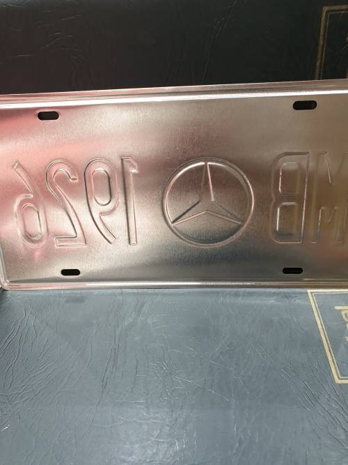 VINTAGE  STYLE  PRESSED METAL MERCEDES BENZ NUMBER PLATE SIGN