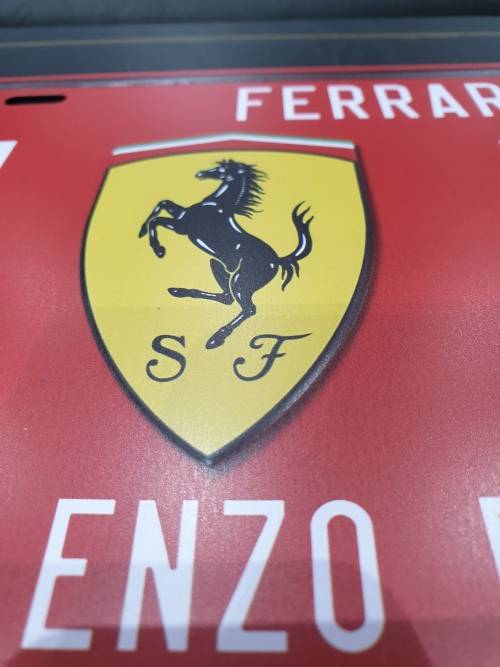 VINTAGE  STYLE  PRESSED METAL FERRARI NUMBER PLATE SIGN