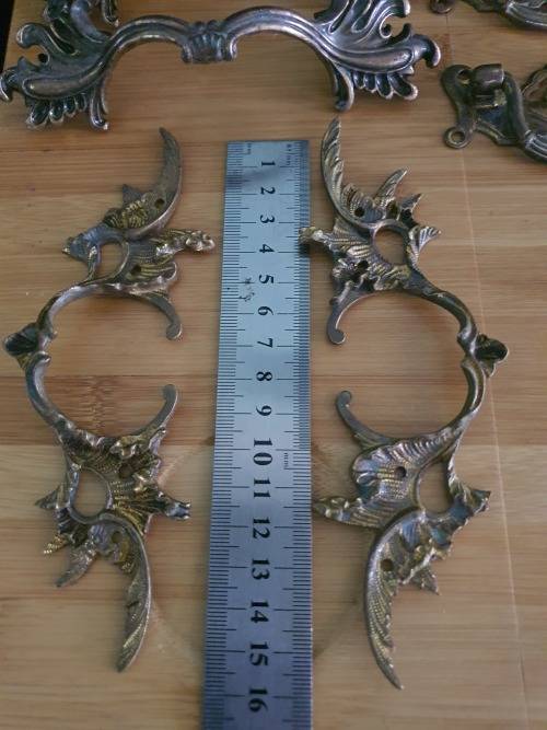 THREE PAIRS SOLID BRASS VINTAGE DOOR/DRAWER  HANDLES...ONE BID FOR ALL