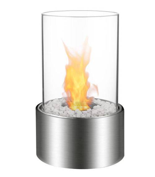 Round Ethanol Tabletop Fireplaces Silver