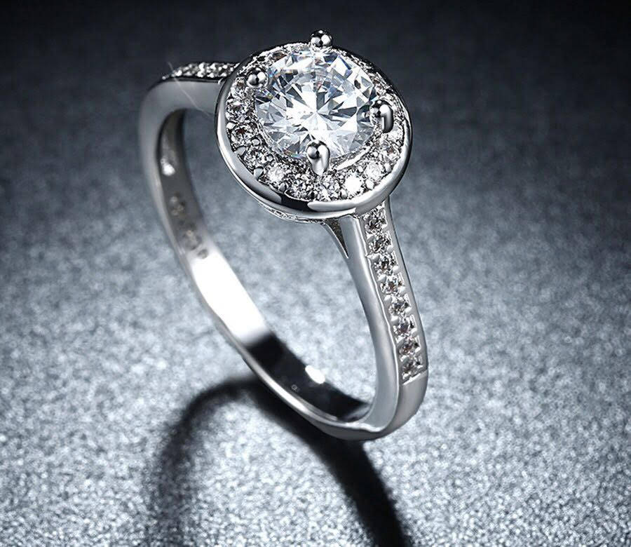 Platinum Plated Simulated Diamond Rings | 4 Options
