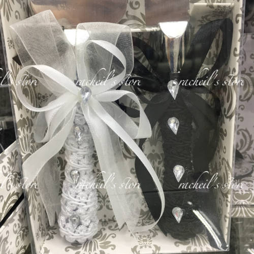 Wedding Wine/champagne glass set & Cake knife set