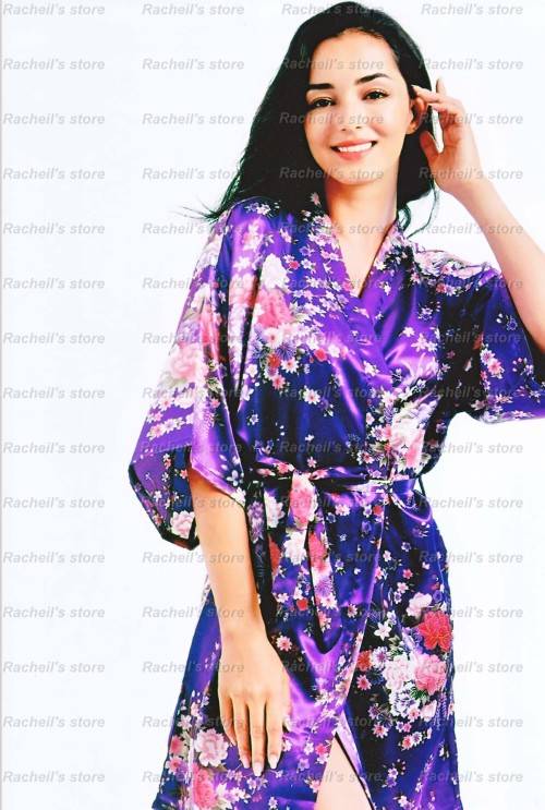 Floral Satin gown wedding robe sleeping gown sleeping robe short#Local stock#