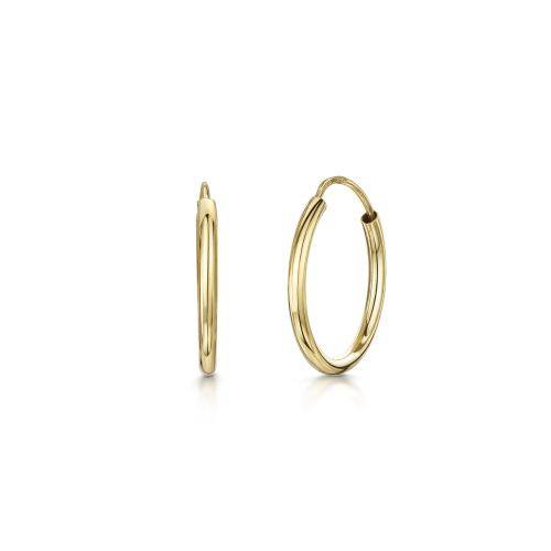 9kt Yellow Gold Sleeper Hoop Earrings - 12mm