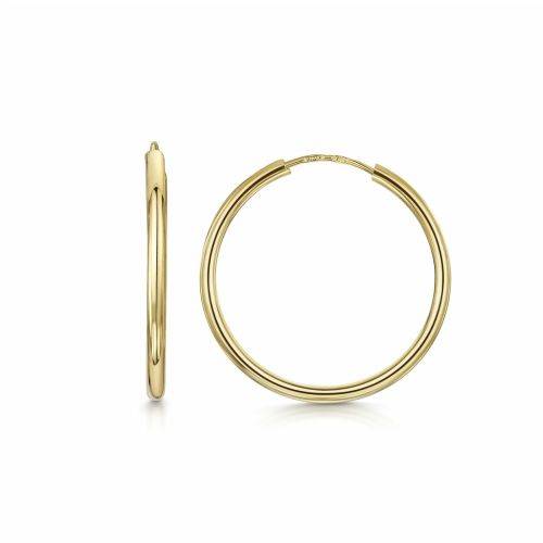 9kt Yellow Gold Sleeper Hoop Earrings - 12mm