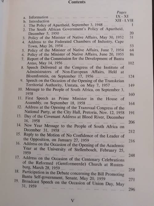 VERWOERD SPEAKS: Speeches 1948-1966