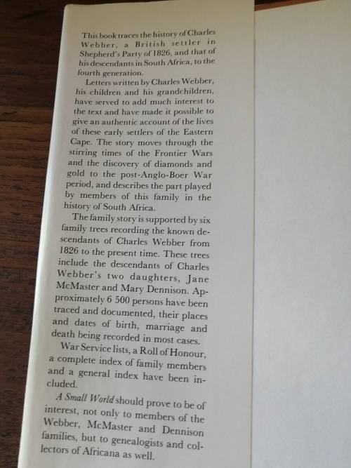 A SMALL WORLD: The Descendants of Charles Webber - Norma van As
