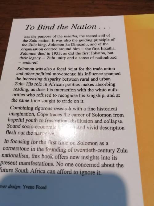 THE BIND THE NATION -  Nicholas Cope (Solomon kaDinezulu & Zulu Nationalism)